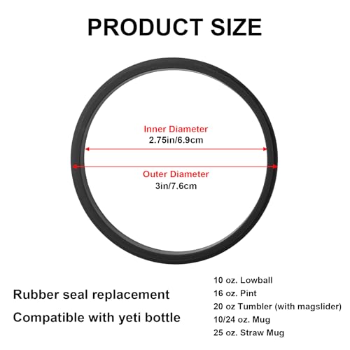 Joshey Rubber Seal Replacement Gaskets for Yeti Rambler 20 oz Tumbler - Leak-Proof Seal & O Ring Replacement Parts for Yeti 25 oz Straw Mug Lid, 6 Packs - Image 2