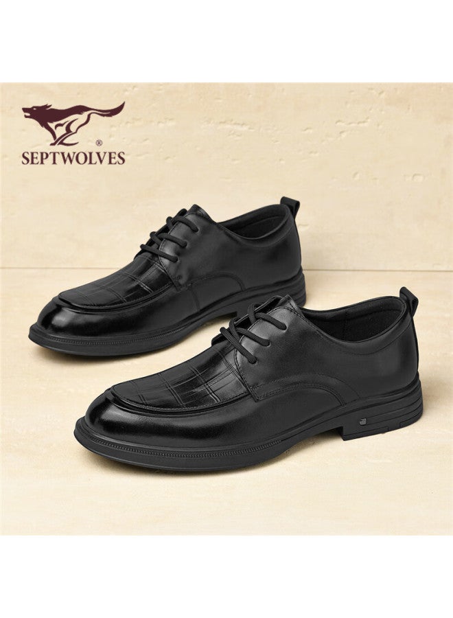 Septwolves Men's Formal Shoes, Top-grain Leather Business Shoes, Fashionable Patent Leather Shoes For Men W8243660873 Black Size 40 - Image 5