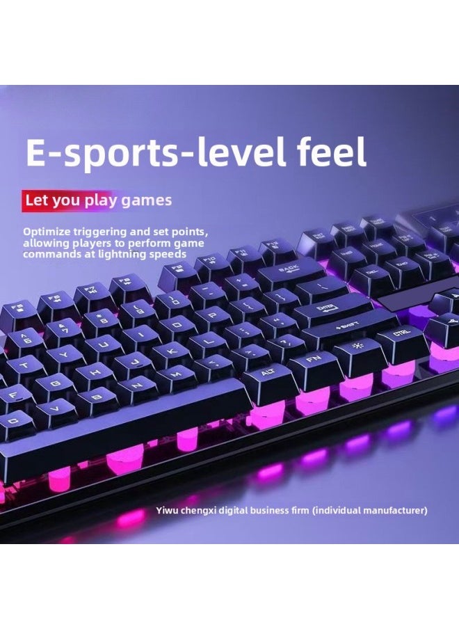 Generic - E-sports Backlit Game Wired Keyboard Keyboard Mouse Suit Mechanical Feel Desktop Notebook Computer Office Static Wholesale-Color:Black Matte [sound/26 Keys Without Conflict] Single Keyboard * Lifetime Warranty * Replace With One If Worn Out - Image 1