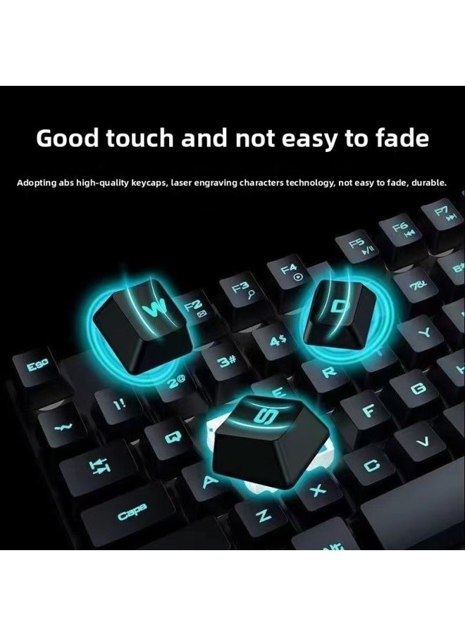 Generic - E-sports Backlit Game Wired Keyboard Keyboard Mouse Suit Mechanical Feel Desktop Notebook Computer Office Static Wholesale-Color:Black Matte [sound/26 Keys Without Conflict] Single Keyboard * Lifetime Warranty * Replace With One If Worn Out - Image 1