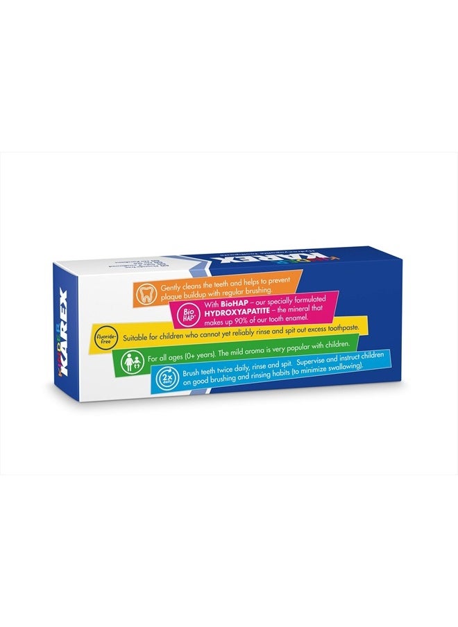 KAREX - Kinder Karex Hydroxyapatite Kids Toddler Toothpaste 2.3 Ounce, Fluoride Free, Safe If Accidentally Swallowed - Image 1
