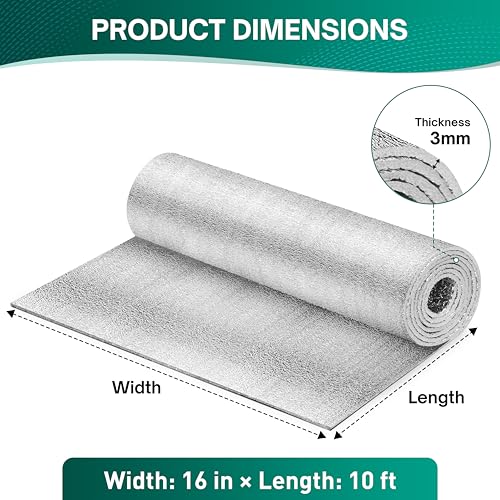 HADOR Reflective Window Film Insulation Roll 16 in X 10 Feet Foil Aluminum Roll DoubleSided Foam Core Summer Window Heat Blocker for RVSkylight Windows Rolled Package - Image 3
