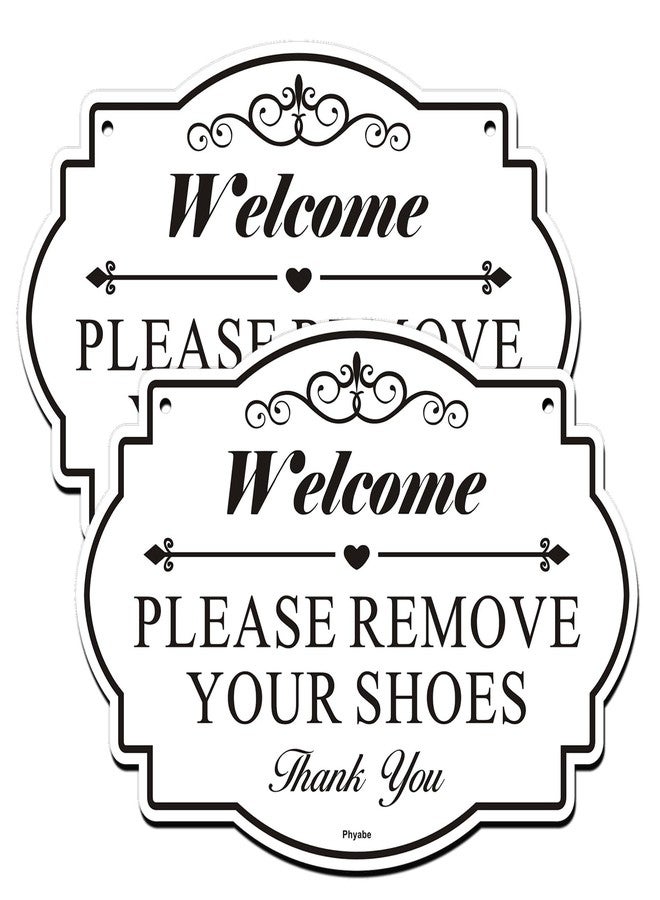 Phyabe 2 Pack Please Remove Your Shoes Sign, 10” x 7” Thick Acrylic Self-Adhesive Sign, Ideal for Hosts, Bars, Hotels, and Airbnb, Easy to Install - White - Image 1