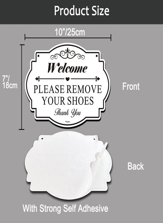 Phyabe 2 Pack Please Remove Your Shoes Sign, 10” x 7” Thick Acrylic Self-Adhesive Sign, Ideal for Hosts, Bars, Hotels, and Airbnb, Easy to Install - White - Image 2