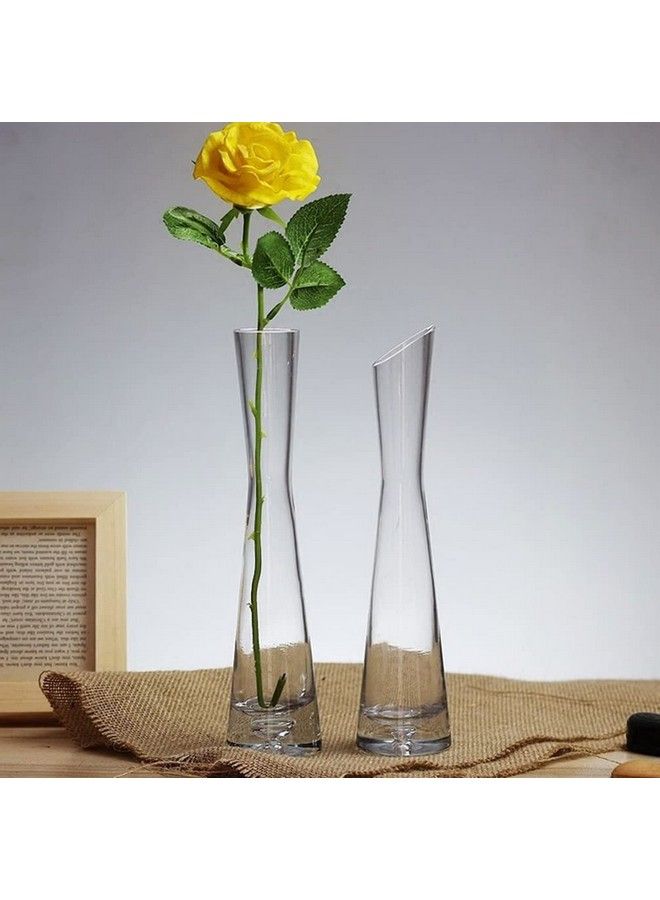Elandy مزهرية شفافة صغيرة من الزجاج مقاس 20 سم، مزهرية زهور، ديكور طاولة زفاف عتيقة، مزهرية ذات ساق واحدة للمنزل والمكتب وديكور الزفاف - Image 4