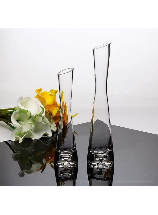 Elandy مزهرية شفافة صغيرة من الزجاج مقاس 20 سم، مزهرية زهور، ديكور طاولة زفاف عتيقة، مزهرية ذات ساق واحدة للمنزل والمكتب وديكور الزفاف - Image 3