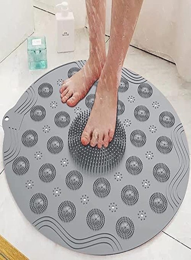 ZITWA Anti Slip Shower Mat for Bathroom Floor & Bathtub | Silicone Rubber Bath Mat with Strong Suction Cups | Foot Scrubber, Massage & Dead Skin Callus Remover |(Pack of 1)