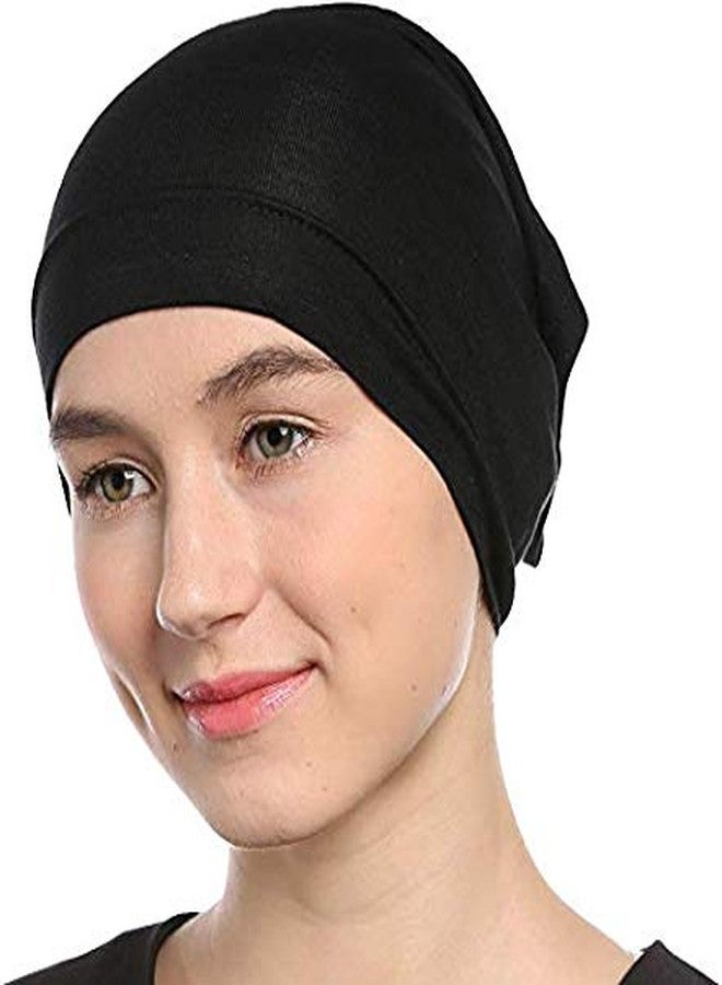 BISMAADH Women's Under Scarf Tube Cap with Brim (Hijab Accessory, Black)