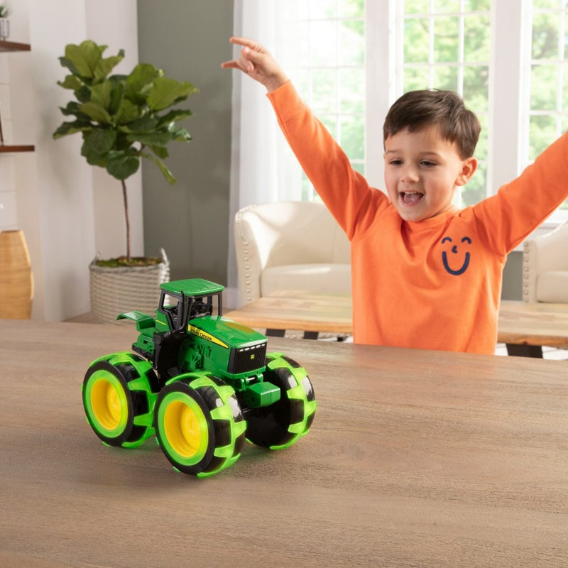 TOMY Monster Treads Lightning Wheels - John Deere Tractor - Motion Activated Light Up Monster Truck Toy - John Deere Tractor Toys with Monster Truck Tires - Ages 3 Years and Up - Image 3