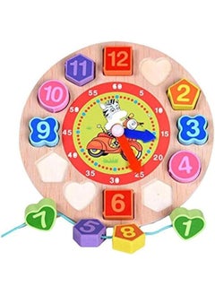 Generic Toptoy Education Puzzle Toy For Kids Teaching Time Wooden Clock Toys Shape Sorting Games Learning Number Tools Lacing Beads 