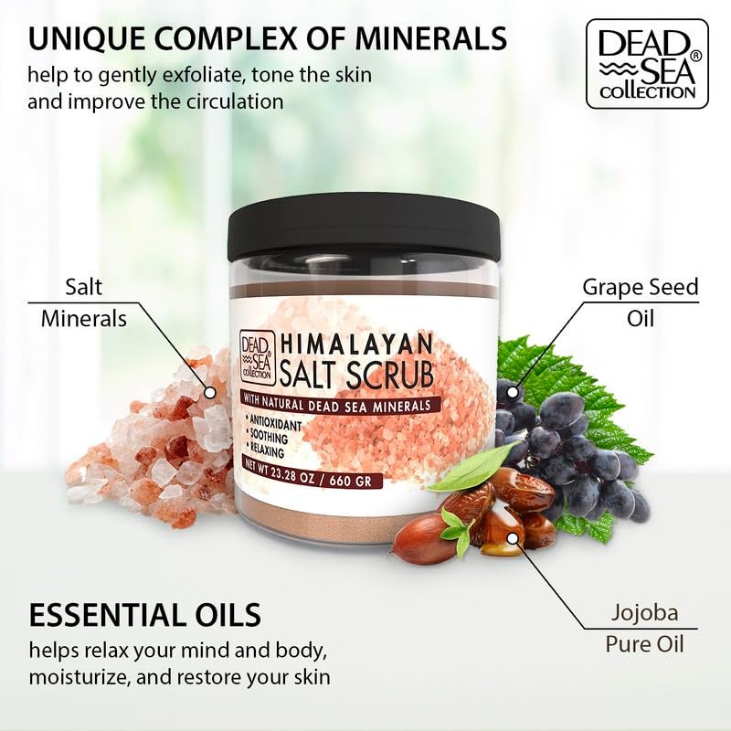 Dead Sea Collection Himalayan Salt Scrub â€“ Exfoliating Body Scrub for Women â€“ Moisturizing and Nourishing Skin â€“ with Pure Oils and Dead Sea Minerals (23.28 Oz) - Image 2
