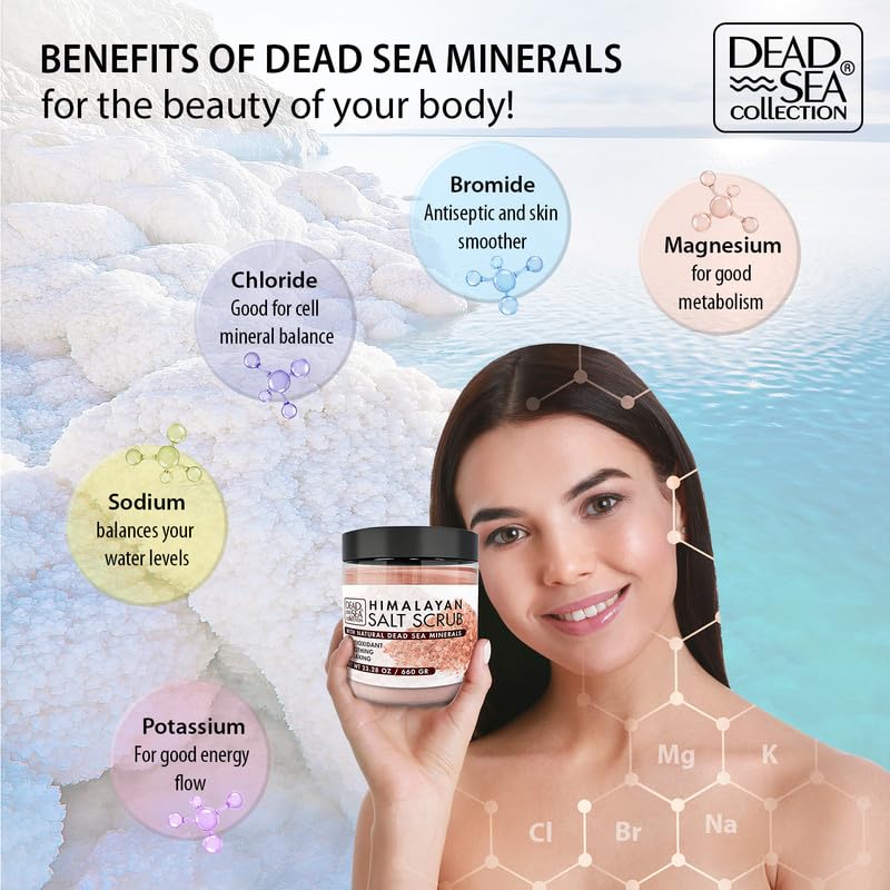 Dead Sea Collection Himalayan Salt Scrub â€“ Exfoliating Body Scrub for Women â€“ Moisturizing and Nourishing Skin â€“ with Pure Oils and Dead Sea Minerals (23.28 Oz) - Image 3