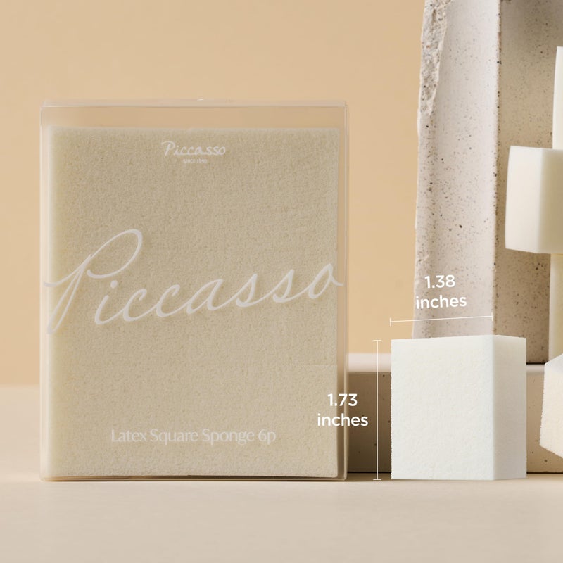 Piccasso Latex Square Makeup Sponges 6P â€“ High Elastic Face Sponges for Foundation, Soft Square Sponges for Makeup, Perfect for Detailed Coverage & Smooth, Seamless Application - Image 2