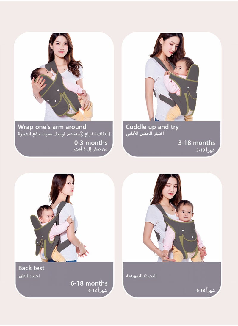 Jourvent 4-in-1 Convertible Baby Carrier, Adjustable for Multiple Carrying Positions，Baby Adjustable Wraps Carrier, Breathable Ergonomic Front Facing/Back Carriers for Newborn Newborn to Toddler 0-15kg, One Size Fits All  - Image 4