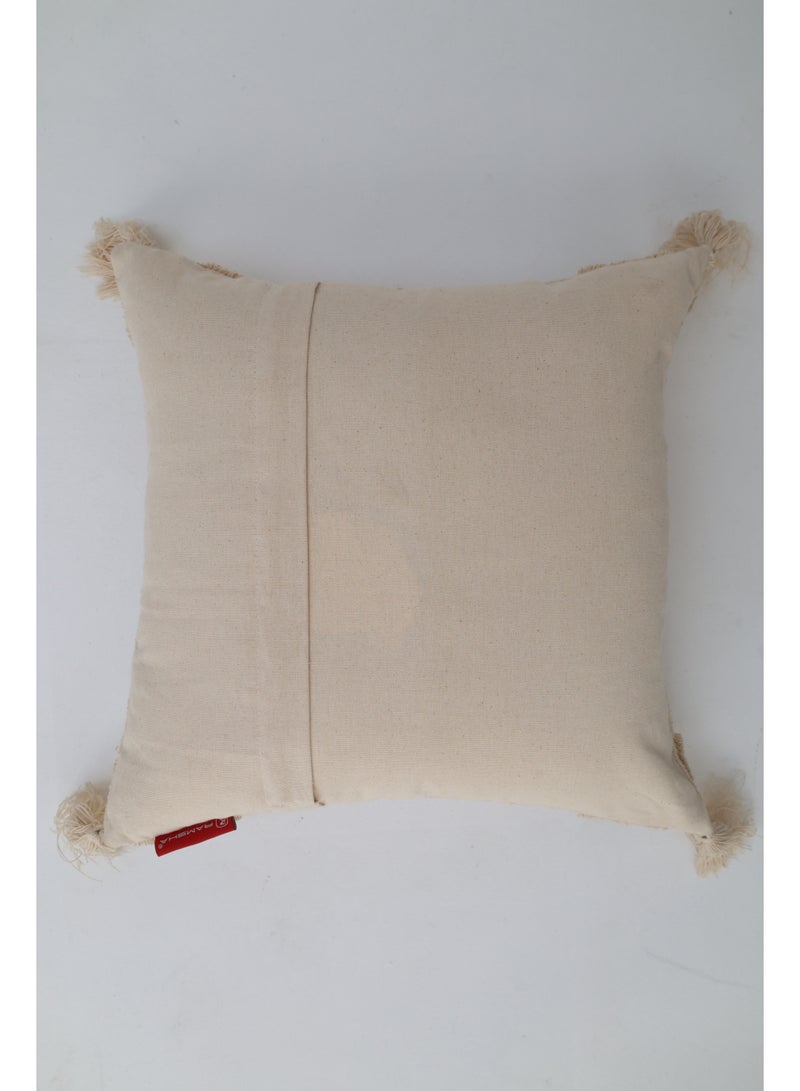 Ramsha Natural Color Cotton Home Decor Tassel Cushion with Filler for Bedroom – CS 329  - Image 5