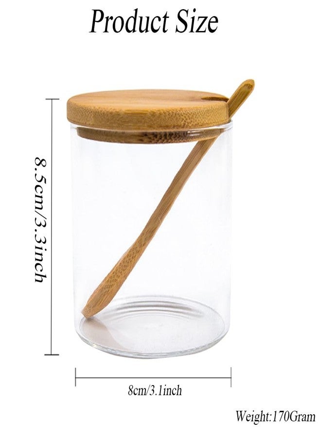 إريوكتري مجموعة من قطعتين من أوعية التوابل الزجاجية الشفافة من إيريوكتري، سعة 300 مل/10 أونصة، مع غطاء من الخيزران، وأوعية سكر لطيفة، وحاويات ملح مع ملعقة خشبية، وحاويات تخزين للمطبخ. - Image 2