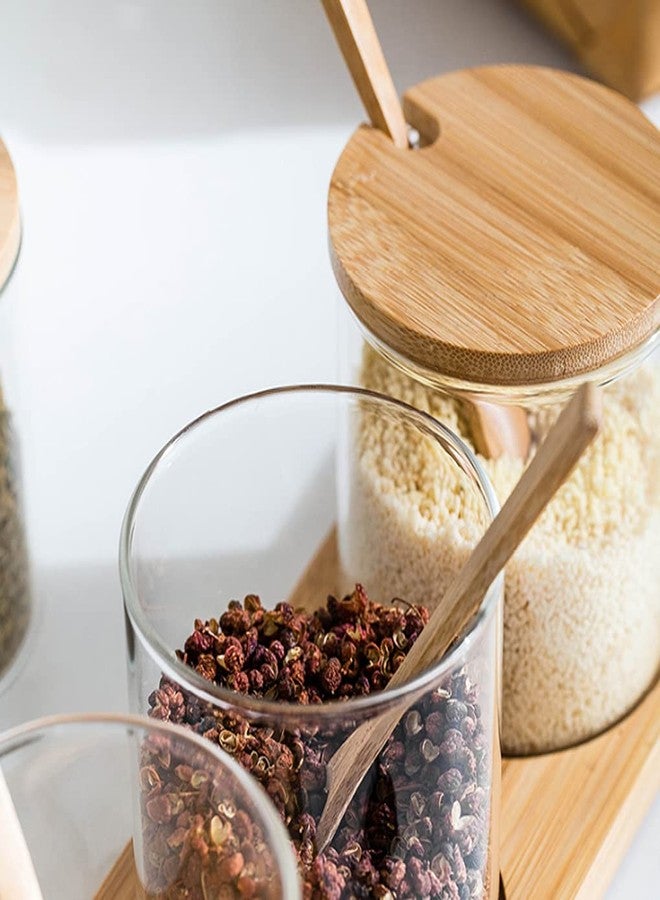 إريوكتري مجموعة من قطعتين من أوعية التوابل الزجاجية الشفافة من إيريوكتري، سعة 300 مل/10 أونصة، مع غطاء من الخيزران، وأوعية سكر لطيفة، وحاويات ملح مع ملعقة خشبية، وحاويات تخزين للمطبخ. - Image 5