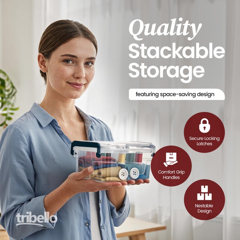 Tribello Plastic Small Storage Bins with Lids, Clear Stackable Storage Containers 2.5Q - 4 Pack - Image 5