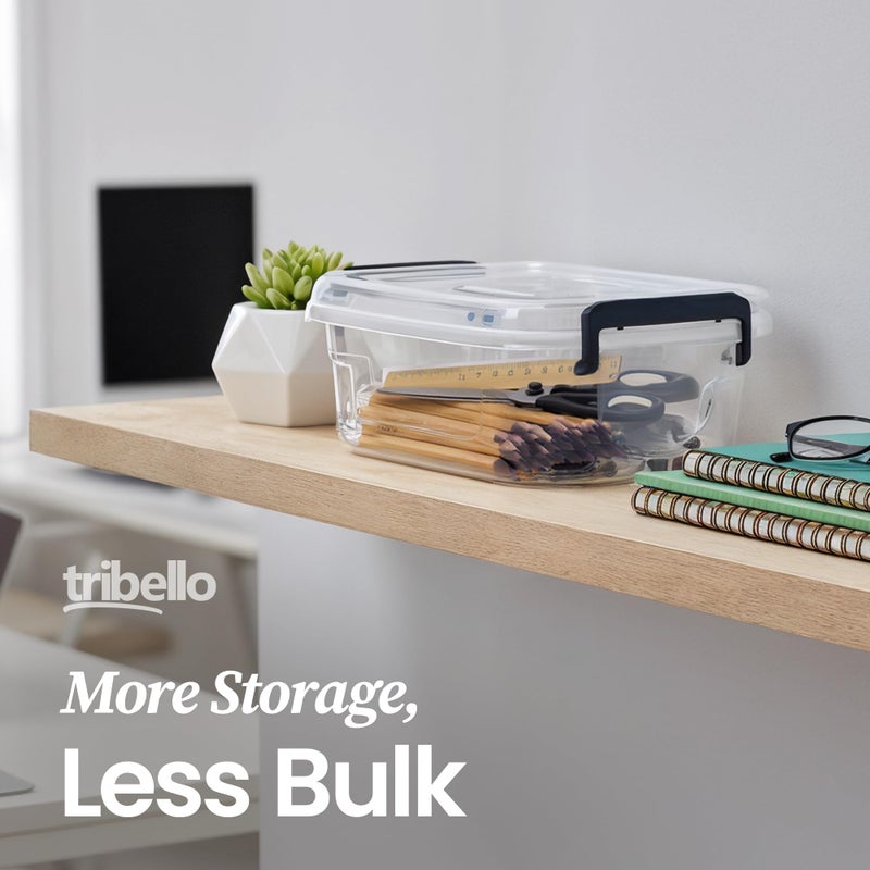 Tribello Plastic Small Storage Bins with Lids, Clear Stackable Storage Containers 2.5Q - 4 Pack - Image 4