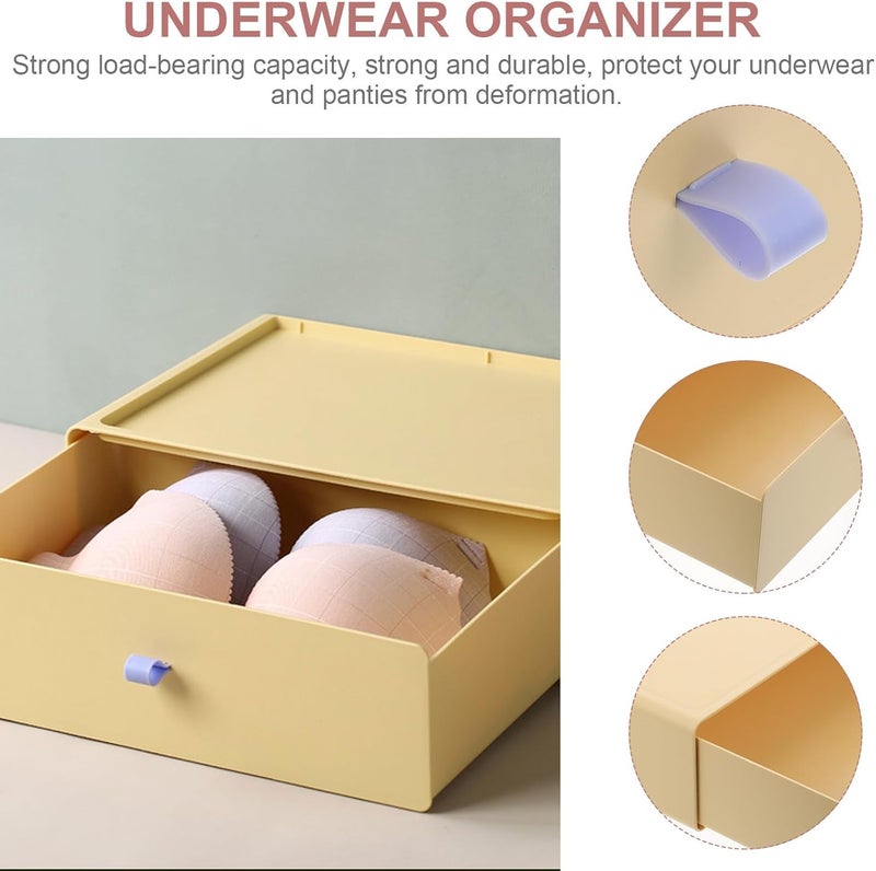Yardwe Wardrobe Organizing Case Plastic Drawer Box Underpants and Socks Storage Holder Cream Yellow No-compartment Organizer for Closet and Dresser - Image 3