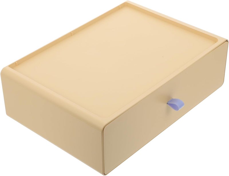 Yardwe Wardrobe Organizing Case Plastic Drawer Box Underpants and Socks Storage Holder Cream Yellow No-compartment Organizer for Closet and Dresser - Image 1