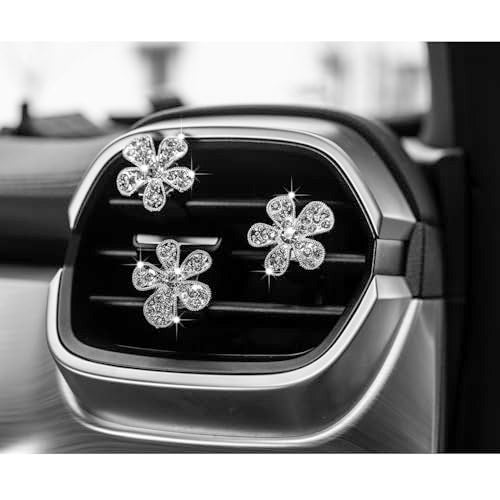 LARDROK 5 Pcs Car Vent Clip,Bling Flower Car Air Fresheners Vent Clips Cute Car Vent Decorations,Car Diffuser Rhinestone Car Interior Decoration Charm Car Vent Accessories - Image 5
