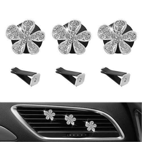 LARDROK 5 Pcs Car Vent Clip,Bling Flower Car Air Fresheners Vent Clips Cute Car Vent Decorations,Car Diffuser Rhinestone Car Interior Decoration Charm Car Vent Accessories - Image 3