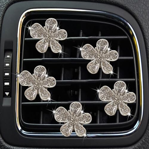 LARDROK 5 Pcs Car Vent Clip,Bling Flower Car Air Fresheners Vent Clips Cute Car Vent Decorations,Car Diffuser Rhinestone Car Interior Decoration Charm Car Vent Accessories - Image 1