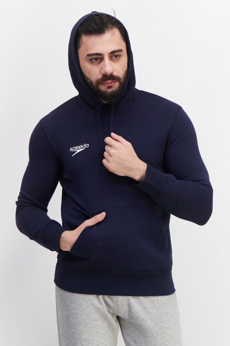 speedo Men Hooded Long Sleeve Embroidered Logo Sweatshirt, Navy - Image 1