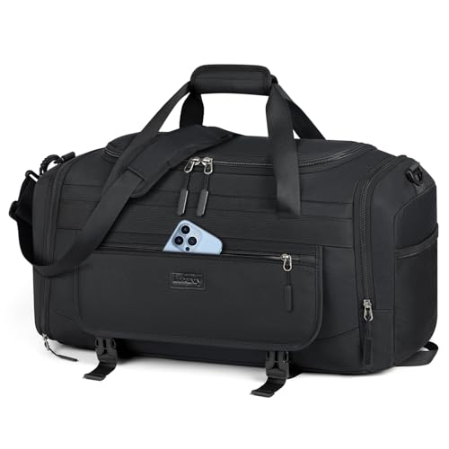 IGOLUMON Gym Bag for Men 55L Sports Duffel Bags Gym Duffle Bag Women with Shoe Compartment & Wet Pocket Water Resistant Travel Duffel Bag Lightweight Weekender Overnight Bag Black - Image 1