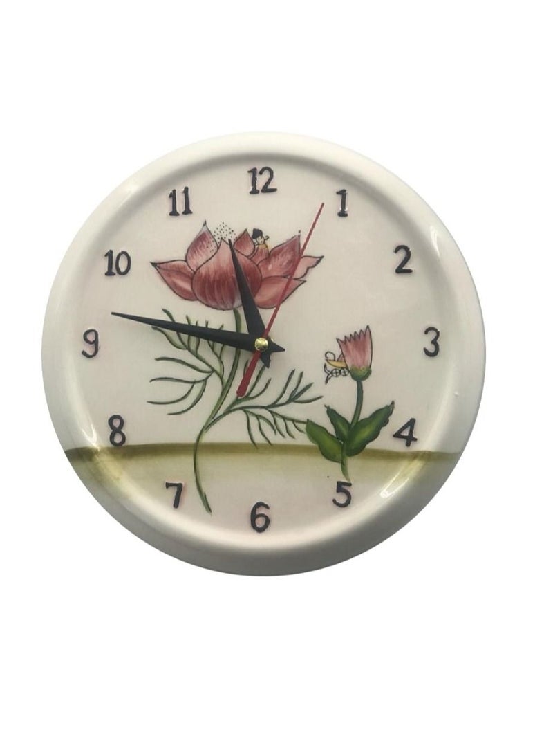 Ceramic White Wall Clock - Elegant and Unique Decor Piece for Kitchen and Garden