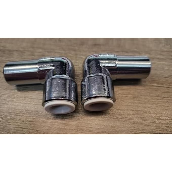15MM X 10MM PUSHFIT RADIATOR VALVE CHROME REDUCING ELBOW PAIR - Image 2