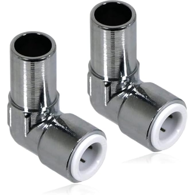 15MM X 10MM PUSHFIT RADIATOR VALVE CHROME REDUCING ELBOW PAIR - Image 1