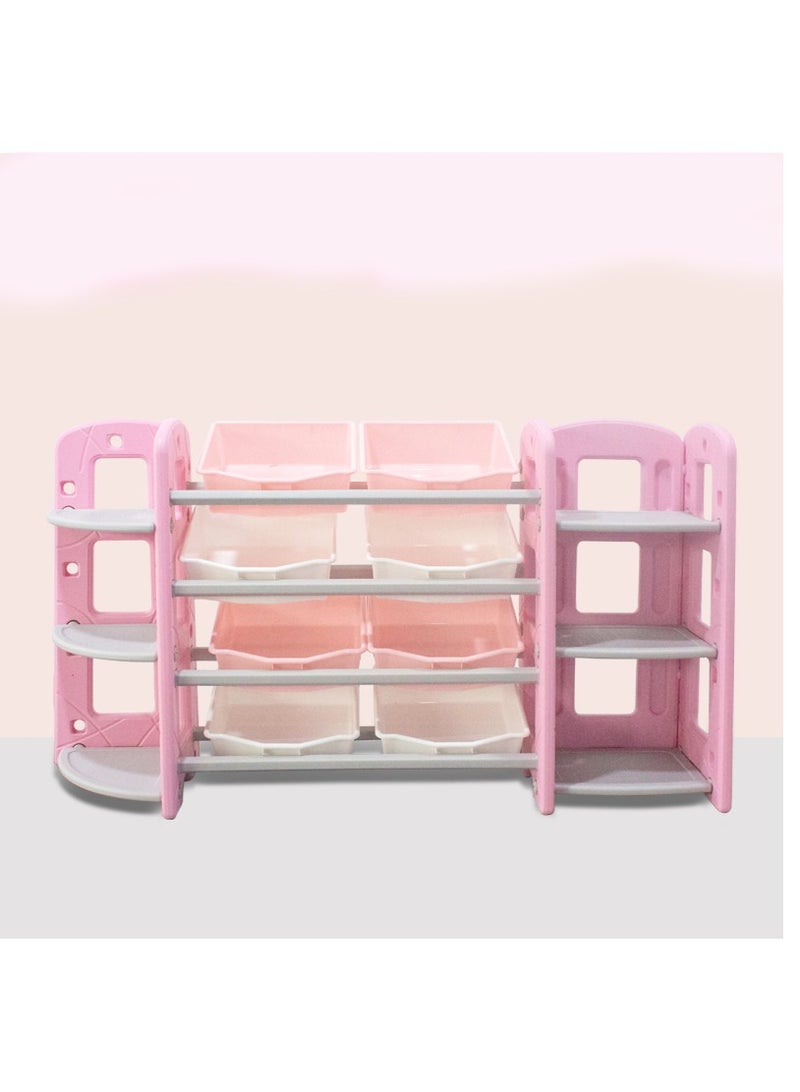 FULL JOY Toy Organizer, 8 Storage Boxes With Two 6-layer Corner Shelves, Pink - Image 1