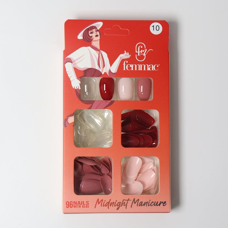 Midnight Manicure Press-On False Nails – Reusable, Lightweight, Salon Finish, 10 Oval