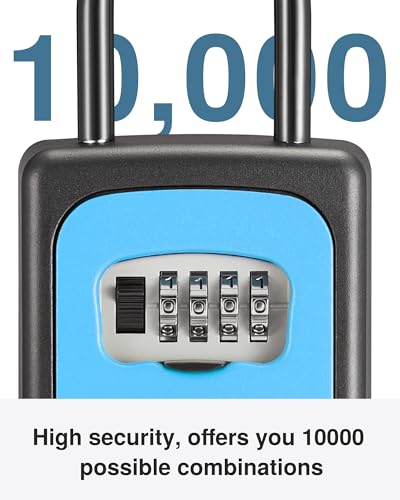 Puroma Lock Box, Large Key Lock Box Resettable Combination Code Lockbox, Portable Wall Mount Lockbox Security Safe Box for Outside Outdoor Home Office Door Handle House Key, Blue (1 Pack) - Image 3