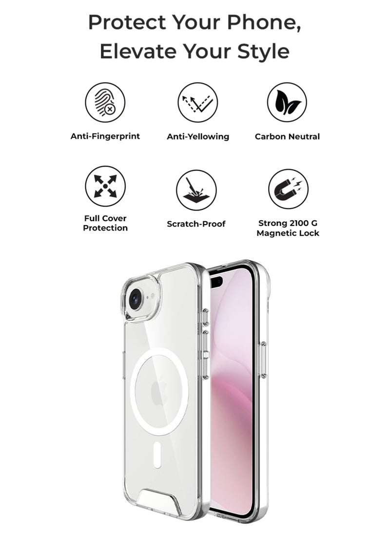 iPhone 16e Magsafe clear case Cover with Wireless Charging Support, Anti-Scratch Shockproof Hard Transparent Phone Case
