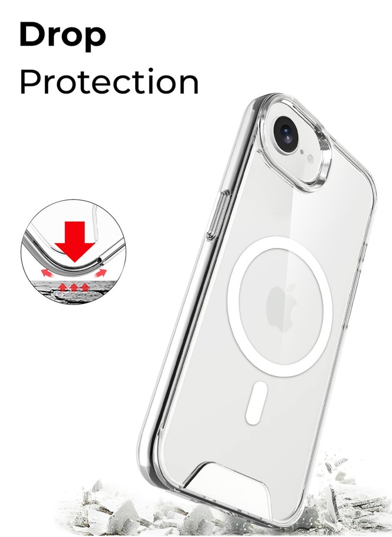 iPhone 16e Magsafe clear case Cover with Wireless Charging Support, Anti-Scratch Shockproof Hard Transparent Phone Case