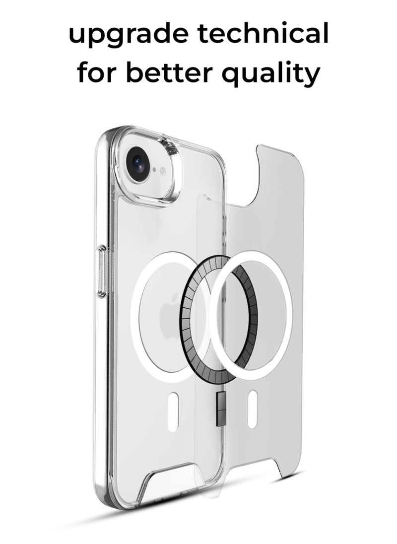 iPhone 16e Magsafe clear case Cover with Wireless Charging Support, Anti-Scratch Shockproof Hard Transparent Phone Case