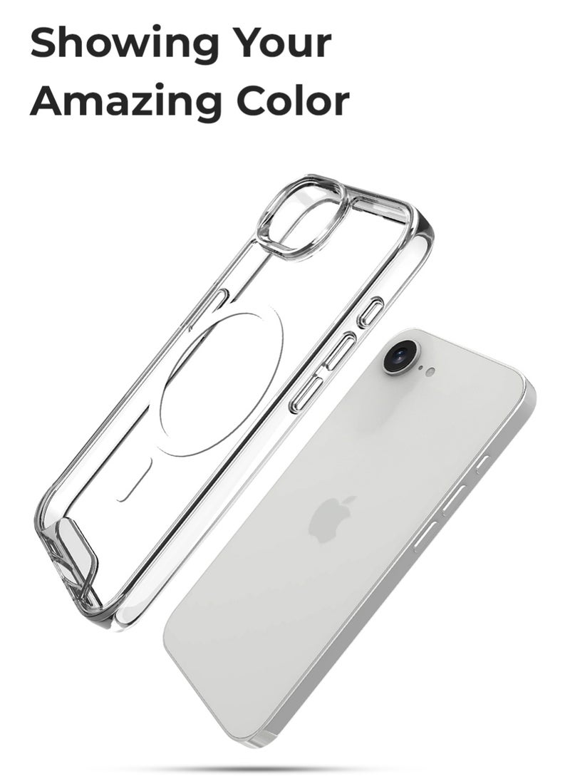 iPhone 16e Magsafe clear case Cover with Wireless Charging Support, Anti-Scratch Shockproof Hard Transparent Phone Case