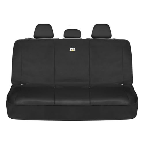 Cat Flexfit™ Black Rear Seat Cover for Car, SUV, & Truck - Durable Canvas Material Back Car Seat Covers 60/40 Split Bench Protector - Back Seats Cover & Rear Bench Protector Interior Accessories - Image 1