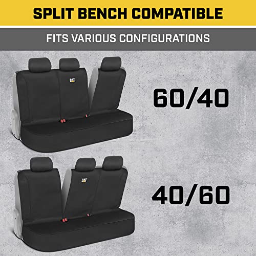 Cat Flexfit™ Black Rear Seat Cover for Car, SUV, & Truck - Durable Canvas Material Back Car Seat Covers 60/40 Split Bench Protector - Back Seats Cover & Rear Bench Protector Interior Accessories - Image 4
