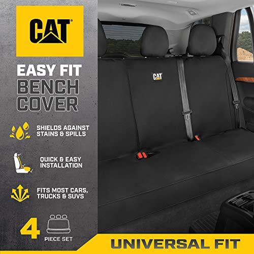 Cat Flexfit™ Black Rear Seat Cover for Car, SUV, & Truck - Durable Canvas Material Back Car Seat Covers 60/40 Split Bench Protector - Back Seats Cover & Rear Bench Protector Interior Accessories - Image 2