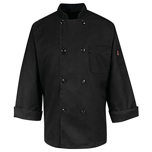 Chef Designs mens Eight Pearl Button chef Coat Button Down Shirt, Black, Large US - Image 2