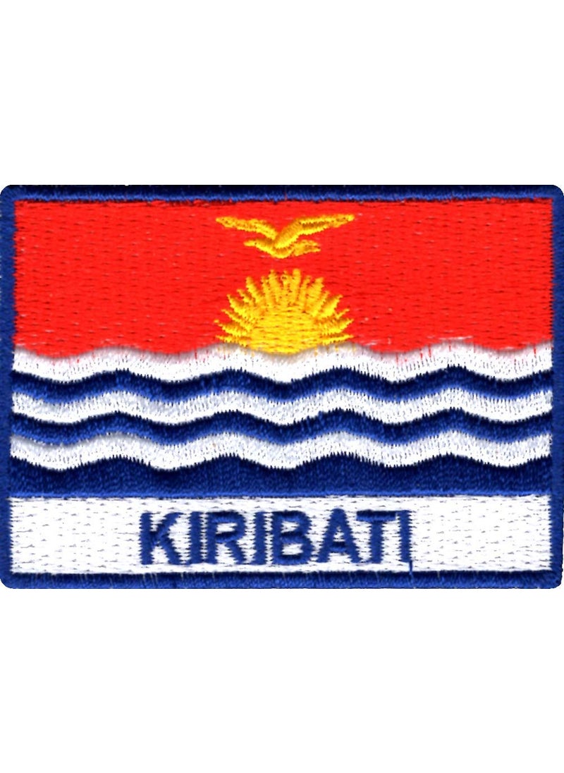 Artist Unknown - Kiribati Flag Applique Embroidered Sweing Patch Suitable for Jackets, Bags, T-Shirts, Jeans, Pants, Outdoor Clothing ; Size: 7cm x 5cm ; Imported from Malaysia (1 Piece) - Image 1