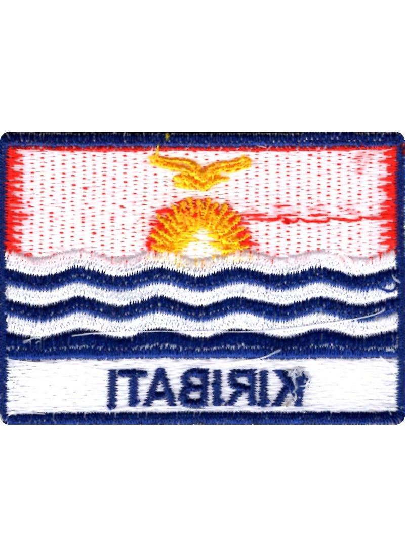 Artist Unknown - Kiribati Flag Applique Embroidered Sweing Patch Suitable for Jackets, Bags, T-Shirts, Jeans, Pants, Outdoor Clothing ; Size: 7cm x 5cm ; Imported from Malaysia (1 Piece) - Image 1