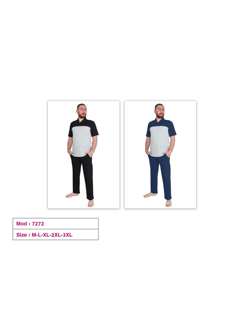 Dadoush Mens Pajama Set 2 Pieces - Jamma for Men 2 Pieces Pajama Set - Mens T-Shirt and Pants - Image 2