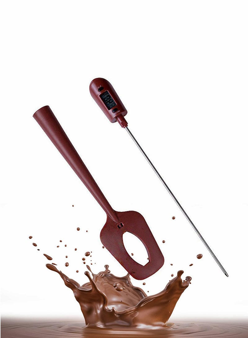 Excefore Silicon Candy Thermometer Digital Spatula Thermometer Professional Durable Deep Frying Instant Read Temperature Reader and Stirrer - Image 1