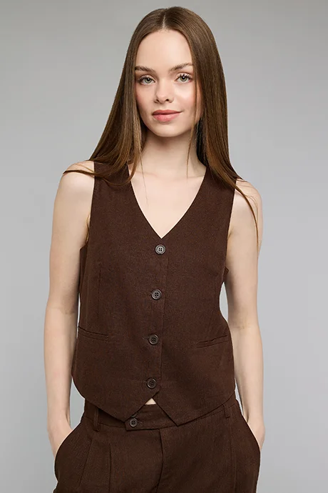 R&B Solid V-Neck Waistcoat