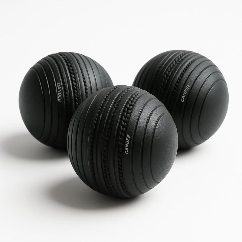 Canbee Cricket Rubber Black and Color Stamper Balls for Gully Cricket Play Pack of 3 (Black) - Image 1